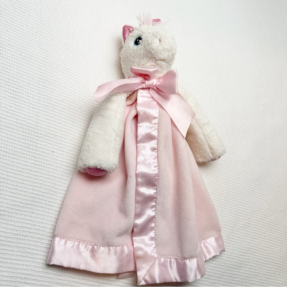 BEARINGTON BABY PINK UNICORN satin lovey security blanket